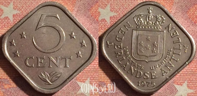 Антильские острова 5 центов 1975 года, KM# 13, 121i-085