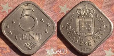 Антильские острова 5 центов 1975 года, KM# 13, 177i-071