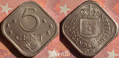 Антильские острова 5 центов 1975 года, KM# 13, 371-006