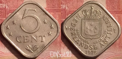 Антильские острова 5 центов 1976 года, KM# 13, 062l-074