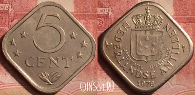 Антильские острова 5 центов 1978 года, KM# 13, 395-091