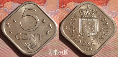 Антильские острова 5 центов 1981 года, KM# 13, 265c-046