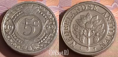 Антильские острова 5 центов 1998 года, KM# 33, 326-031