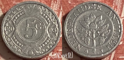 Антильские острова 5 центов 2003 г., KM# 33, 472r-117 ♛