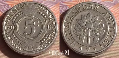 Антильские острова 5 центов 2016 года, KM# 33, 326-028