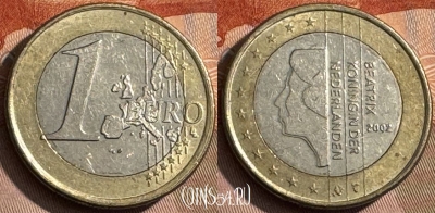 Нидерланды 1 евро 2002 года, KM# 240, 468s-638
