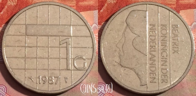 Нидерланды 1 гульден 1987 года, KM# 205, 251a-068