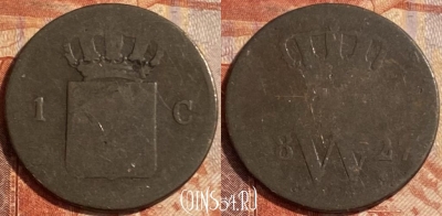 Нидерланды 1 цент 1827 года, KM# 47, 487р-043 ♛