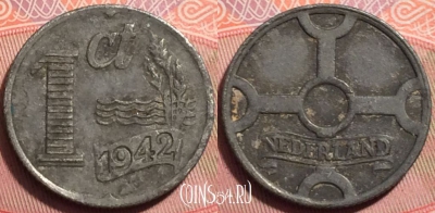 Нидерланды 1 цент 1942 года, KM# 170, 249-088