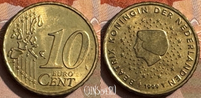 Нидерланды 10 евроцентов 1999 года, KM# 237, 467s-537