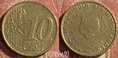 Нидерланды 10 евроцентов 2001 года, KM# 237, 485р-110