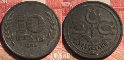 Нидерланды 10 центов 1941 года, KM# 173, b066-043