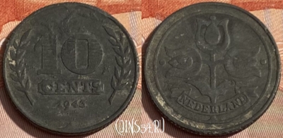 Нидерланды 10 центов 1943 года, KM# 173, 295q-122