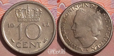 Нидерланды 10 центов 1948 года, KM# 177, a062-054