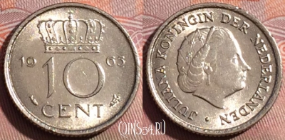 Нидерланды 10 центов 1965 года, KM# 182, 250a-101