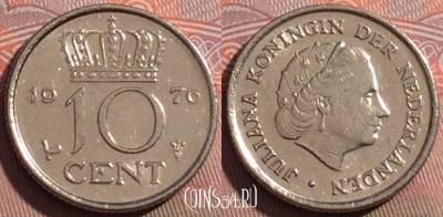 Нидерланды 10 центов 1976 года, KM# 182, 250a-073