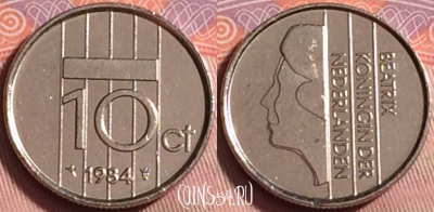 Нидерланды 10 центов 1984 года, KM# 203, 226k-088