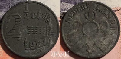 Нидерланды 2,5 цента 1941 года, KM# 171, a063-021