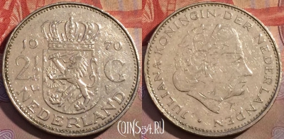 Нидерланды 2 1/2 гульдена 1970 года, KM# 191, 179b-023