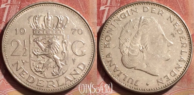 Нидерланды 2 1/2 гульдена 1970 года, KM# 191, 194l-100