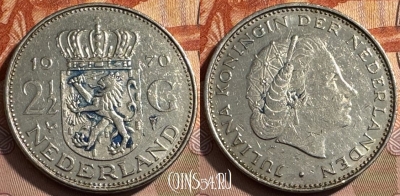 Нидерланды 2 1/2 гульдена 1970 года, KM# 191, 396s-027