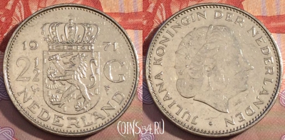 Нидерланды 2 1/2 гульдена 1971 года, KM# 191, 105c-072
