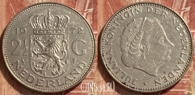 Нидерланды 2 1/2 гульдена 1972 года, KM# 191, 326q-077