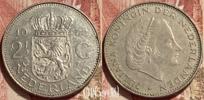 Нидерланды 2 1/2 гульдена 1972 года, KM# 191, 405q-104