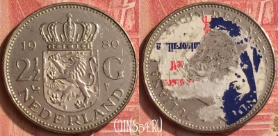 Нидерланды 2 1/2 гульдена 1980 года, KM# 191, 352n-115