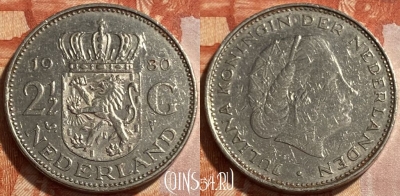Нидерланды 2 1/2 гульдена 1980 года, KM# 191, 493р-041