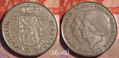 Нидерланды 2 1/2 гульдена 1980 года, KM# 201, 177c-003