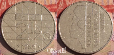 Нидерланды 2 1/2 гульдена 1988 года, KM# 206, 219a-097