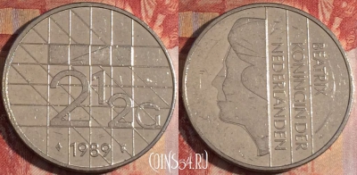 Нидерланды 2 1/2 гульдена 1989 года, KM# 206, 174a-015