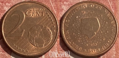 Нидерланды 2 евроцента 1999 года, KM# 235, 428r-028