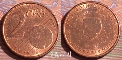 Нидерланды 2 евроцента 2001 года, KM# 235, 259c-092