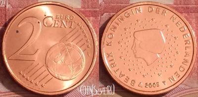 Нидерланды 2 евроцента 2005 года, KM# 235, UNC, 390-099