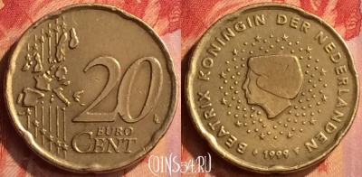Нидерланды 20 евроцентов 1999 года, KM# 238, 063n-047
