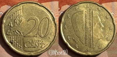 Нидерланды 20 евроцентов 2016 года, KM# 348, 467s-611 ♛