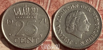 Нидерланды 25 центов 1971 года, KM# 183, 111q-015