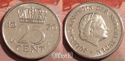Нидерланды 25 центов 1976 года, KM# 183, 251a-003