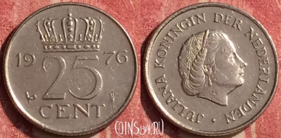 Нидерланды 25 центов 1976 года, KM# 183, 439-109