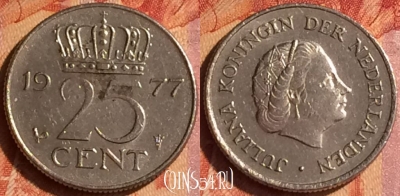 Нидерланды 25 центов 1977 года, KM# 183, 094o-001