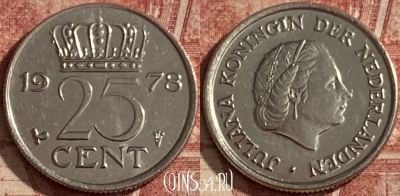 Нидерланды 25 центов 1978 года, KM# 183, 109q-072