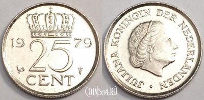 Нидерланды 25 центов 1979 года, см. сост., 78-062b