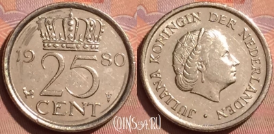 Нидерланды 25 центов 1980 года, KM# 183, 235l-011