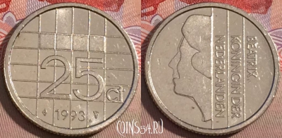 Нидерланды 25 центов 1993 года, KM# 204, 217a-118