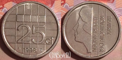 Нидерланды 25 центов 1998 года, KM# 204, 070j-039