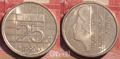 Нидерланды 25 центов 1998 года, KM# 204, 071c-131