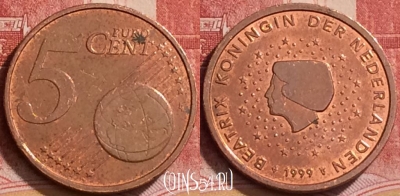 Нидерланды 5 евроцентов 1999 года, KM# 236, 137l-071