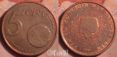 Нидерланды 5 евроцентов 1999 года, KM# 236, 209k-028